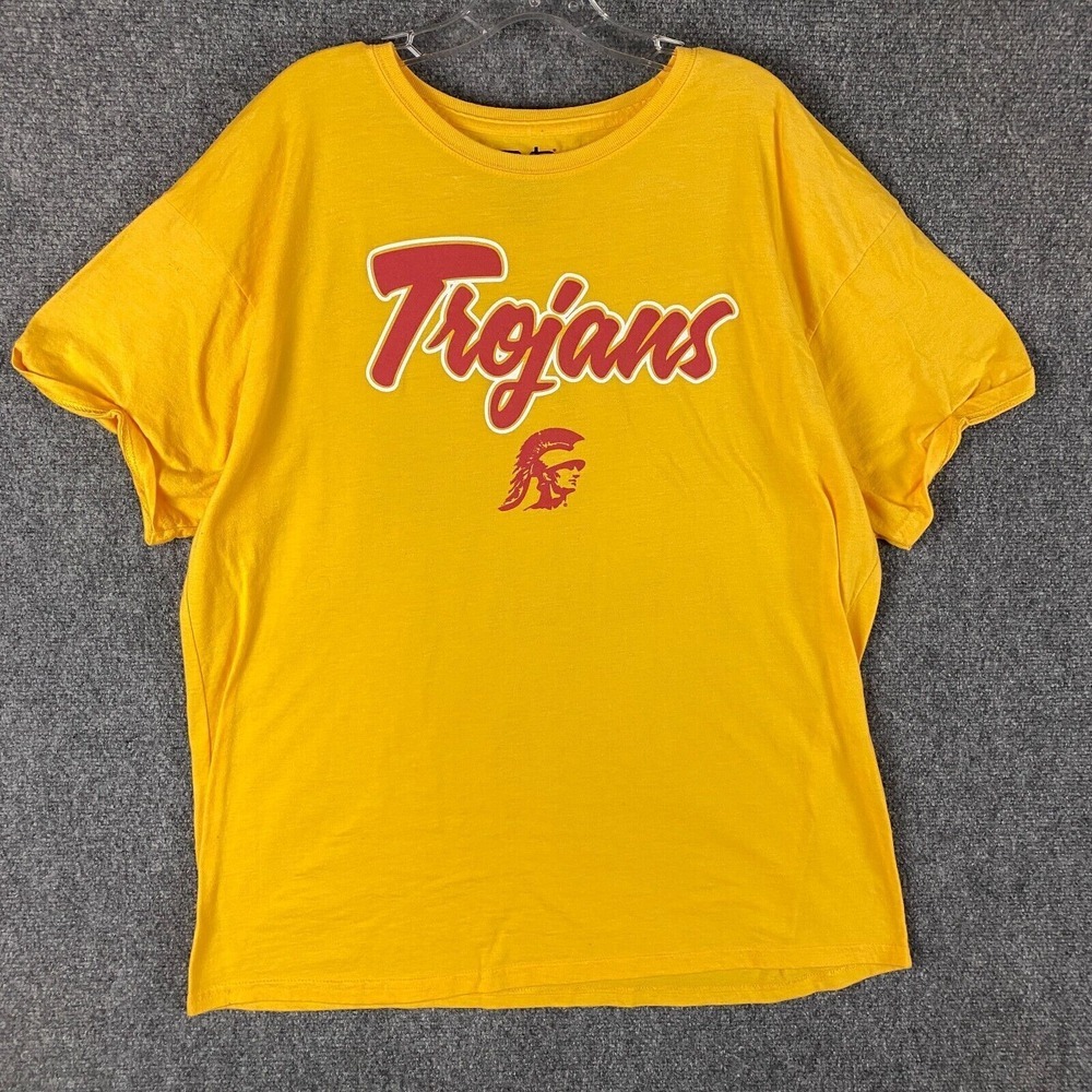 USC Trojans Shirt Adults‎ 2XL Unisex Yellowed Rolled Cuff Short Sleeve OVB